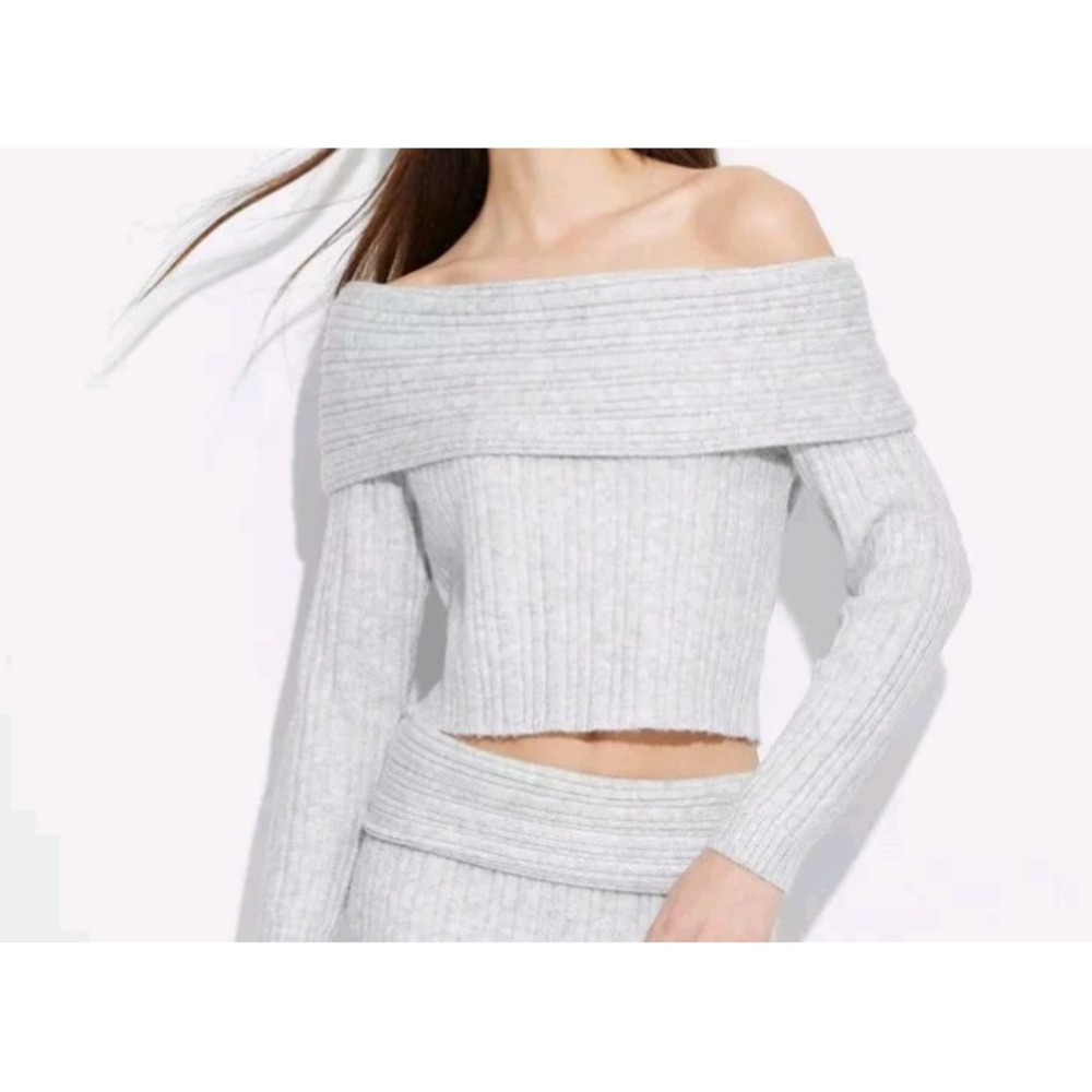 Wild Fable Women's Off Shoulder Sweater Top Light Gray Size L